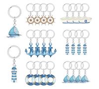 Lot de 24 porte-clés nautiques sur le thème marin - Décorations de fête d'anniversaire en acrylique - Porte-clés pour fête d'anniversaire