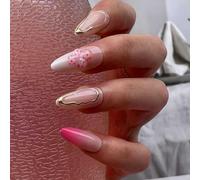 Lot de 24 pots courts en forme d'amande française faciles à appliquer sur les ongles