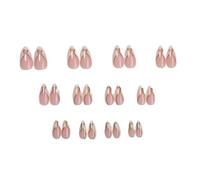 Lot de 24 presse-amandes sur ongles brillants en acrylique avec conseils français blancs et dorés pour les vacances