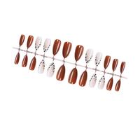 Lot de 24 presses pour femmes - Haute brillance - Pointes françaises - En forme de V - Points d'animaux - Motifs imprimés - Colle sur les ongles