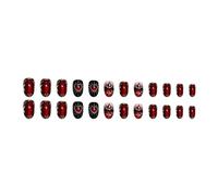 Lot de 24 presses professionnelles œil de chat flamme sur les ongles - Motif cœur rouge - Feuilles dorées - Plusieurs tailles - En ABS - Pour femme