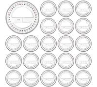 Lot de 24 rapporteurs transparents à 360 degrés en plastique rond pour salle de classe, marquages faciles à lire, idéal pour les projets de mathématiques et de conception
