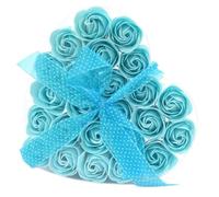 Lot de 24 Roses de Savon Boite Coeur - Bleue