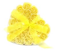 Lot de 24 Roses de Savon Boite Coeur - Jaune