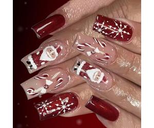 Lot de 24 sabots de Noël en forme de rose Père Noël flocon de neige Scintillate Frauduleux Candy Stick Art Vacances Unguis Garnitures Dons Père Noël Scintillate Frauduleux Déni Outils