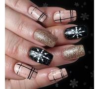 Lot de 24 sabots persistants pour Noël - Noir glacier - Plan à carreaux recyclables - Faux pour les occasions festives de Noël - Pour femmes