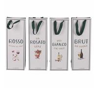 Lot de 24 sachets Cadeau pour Bouteille de vin en Papier poignées en Tissu 14 x 9 x 39 cm, Le Travisate