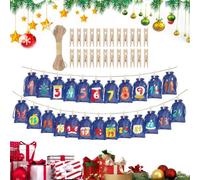 Lot de 24 sachets vides pour compte à rebours de Noël avec cordon de | Sac cadeau avec cordon de serrage pour enfants, adolescents, adultes, salle de ureau, école, fêtes,