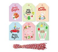 Lot de 24 sacs à friandises en papier avec étiquettes autocollantes « Happy Easter » pour friandises, bonbons, emballage cadeau, fête, vacances