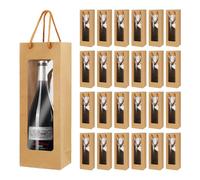 Lot de 24 sacs cadeaux à vin avec poignée pour bouteilles de vin avec fenêtre transparente