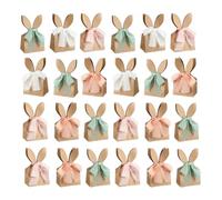 Lot de 24 sacs cadeaux de fleurs séchées bohème | Sacs cadeaux en papier motif oreilles de lapin avec fleurs séchées pour anniversaire, jardin, réunion, chasse aux œufs