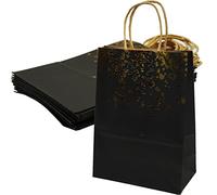 Lot de 24 sacs cadeaux en papier kraft avec poignée pour Noël, anniversaire, mariage et fêtes (Noir)
