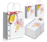 Lot de 24 sacs cadeaux pour la rentrée scolaire, cadeau de reconnaissance pour enseignant, sacs cadeaux en vrac avec poignée, composition pour carnet de notes, sacs à friandises pour fin d'année