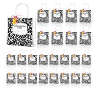 Lot de 24 sacs cadeaux pour la rentrée scolaire en vrac avec poignées, sacs cadeaux pour enseignants avec étiquettes à crayons, carnet de composition, sac à friandises en PVC transparent pour