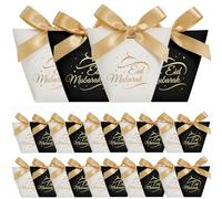 Lot de 24 sacs cadeaux pour l'Aïd Mubarak pour Ramadan, boîtes cadeaux pour chocolat halal, dates, bonbons, desserts - Sacs cadeaux musulmans avec rubans dorés pour cadeaux de Ramadan, décorations de