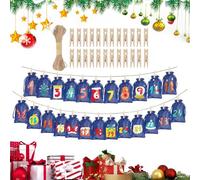 Lot De 24 Sacs De Calendrier De L'Avent De Noël, Remplissez Vos Propres Calendriers De L'Avent Avec Des Clips Et Une Corde De Chanvre, Sac Cadeau De Bonbons Réutilisable, Calendrier De Compte