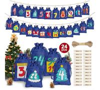 Lot de 24 sacs de compte à rebours avec cordon de serrage avec clips et corde pour organiser et présenter des friandises (A)