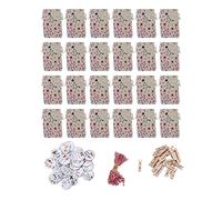 Lot de 24 sacs de Noël à suspendre, sacs pour calendrier de l' de Noël avec clips, sacs en lin avec cordon de serrage pour emballer des bonbons, cadeaux, fournitures de fête et (Five Pointed Star