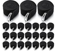 Lot de 24 sangles de yoga pour étirements, exercices de yoga, sangles réglables pour cours de yoga, ceinture de yoga non élastique de 1,8 m avec boucle en D réglable pour Pilates, gym, yoga, fitness
