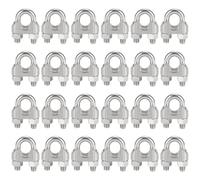 Lot de 24 serre-câbles en acier inoxydable 304 M8, clip en U pour câble acier de 2 mm, trou de 10,1 mm, hauteur totale de 34,5 mm, pour gréement, clôtures et fixation en extérieur