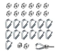 Lot de 24 serre-câbles M3, avec 12 serre-câbles et 12 cosses de 3 mm, serre-câbles en acier inoxydable 304 pour corde à linge de 1,5 à 2 mm
