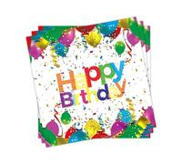 Lot de 24 serviettes en papier jetables pour décoration de table d'anniversaire Motif confettis colorés Pour enfants garçons filles 33 x 33 cm