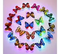 (Lot de 24) stickers muraux papillon 3D, lumières clignotantes papillon, veilleuses pour la décoration de la chambre des enfants