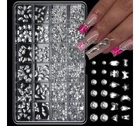Lot de 24 strass en résine de formes assorties pour un rangement facile et une application rapide - Perles de formes mixtes pour manucure
