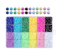 Lot de 24 strass en résine pour ongles - Décoration 3D - Mélange de cristaux plats pour ongles - Avec boîte