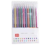 Lot de 24 stylos à encre gel de couleur, avec paillettes scintillantes et encres métalliques, pointe fine de 1 mm pour journaux, livres de coloriage, cartes de Noël, fournitures artistiques