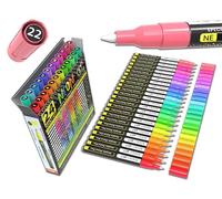 Lot de 24 Stylos de Peinture Acrylique Fluorescente Néon Série Couleurs Spéciales Ensemble de Marqueurs 0,7mm Pointe Extra Fine, Peinture sur Roche, Verre, Tasses, Bois, Métal, Toile Projets DIY