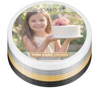 Lot de 24 tambours à gâteau de 0,6 cm - Blanc, argent, or, noir - Cercles de gâteau robustes, sans couture et résistants à la graisse pour présenter des gâteaux lourds