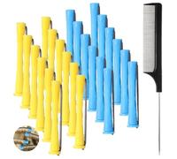 Lot de 24 tiges de permanente pour cheveux courts de 0,9 cm et 0,7 cm avec peigne à queue en acier pour cheveux longs et courts