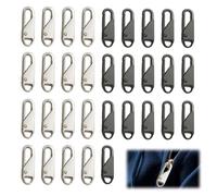 Lot de 24 Tirette Fermeture Eclair, Mousqueton Porte ermetures éclair Antivol Double Petit Mousqueton Multifonction Porte Clés pour Moto Defense Maintient la Fermeture éclairs Fermée Argenté