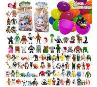Lot de 24 œufs de Pâques pré-remplis avec jouets italiens de pourriture cérébrale - Œufs surprise en plastique remplis de figurines virales Tralalero Tralala et Tung Tung Sahur - Cadeaux amusants pour