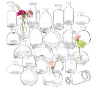 Lot de 24 vases à bourgeons en Verre Transparent pour centres de Table, Petits vases Vintage en Verre pour Mariage, décoration d'intérieur, Arrangements Floraux, Mini vases en Verre