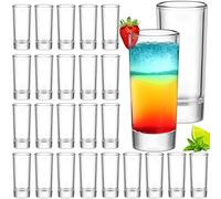 Lot de 24 verres à liqueur ronds et transparents de 60 ml avec fond lourd - Réutilisables - Pour dégustation, vodka, cocktails, expressos, liqueurs, tequila, fêtes