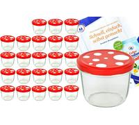 lot de 24 verres renversés 230 ml To 82 champignon de mouche couvercle rouge blanc à pois incl. livret de recettes Diamant