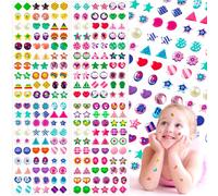 Lot de 240 boucles d'oreilles à coller pour filles, strass 3D, autocollants en cristal à paillettes, autocollants en cristal pour tout-petits, formes et couleurs multiples