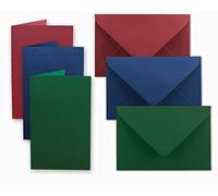 Lot de 240 cartes - DIN A6/C6 - Rouge foncé, bleu foncé, vert foncé - Cartes pliées avec pli A6 10,5 x 14,8 cm et enveloppes C6 11,4 x 16,2 cm - Pour invitations et cartes de vœux