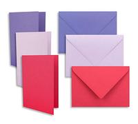Lot de 240 cartes - Format A6/C6 - Violet, lilas, flamant rose - Cartes pliées avec pli A6 10,5 x 14,8 cm et enveloppes C6 11,4 x 16,2 cm - Pour invitations et cartes de vœux pour Noël et anniversaire