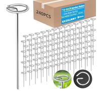 Lot de 240 épingles galvanisées en forme de cercle de 0,4 cm d'épaisseur - 15,2 cm de long - Plus solides et ne se plient pas facilement que les agrafes de jardin en forme de U