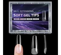 Lot de 240 extensions d'ongles carrées en gel transparent avec couverture complète Différentes tailles pour la manucure avec boîte pratique