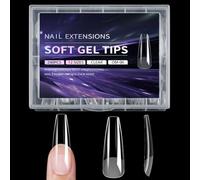 Lot de 240 extensions d'ongles carrés en gel transparent 12 tailles pour fournitures de manucure à domicile