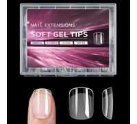 Lot de 240 extensions d'ongles carrés transparents multi-usages - Couverture complète - 12 tailles pour un usage domestique - Fournitures de manucure