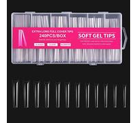 Lot de 240 faux ongles à presser pour extension d'ongles, manucure, gel souple, entièrement couvrants, pointes d'ongles souples