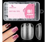 Lot de 240 faux ongles carrés extra courts - Gel souple pré-limé - Semi-mat - Couverture complète - Kit de gel acrylique transparent pour bricolage - Press-on et extension d'ongles - 12 tailles