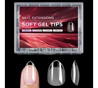 Lot de 240 faux ongles carrés transparents en gel - Tailles assorties - Pour manucure - Avec boîte pratique d'accessoires d'art