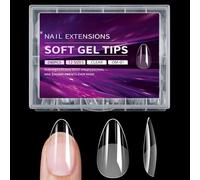 Lot de 240 faux ongles carrés transparents en gel - Tailles assorties - Pour manucure - Avec boîte pratique d'accessoires d'art