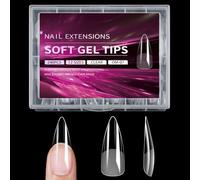 Lot de 240 faux ongles carrés transparents en gel - Tailles assorties - Pour manucure - Avec boîte pratique d'accessoires d'art